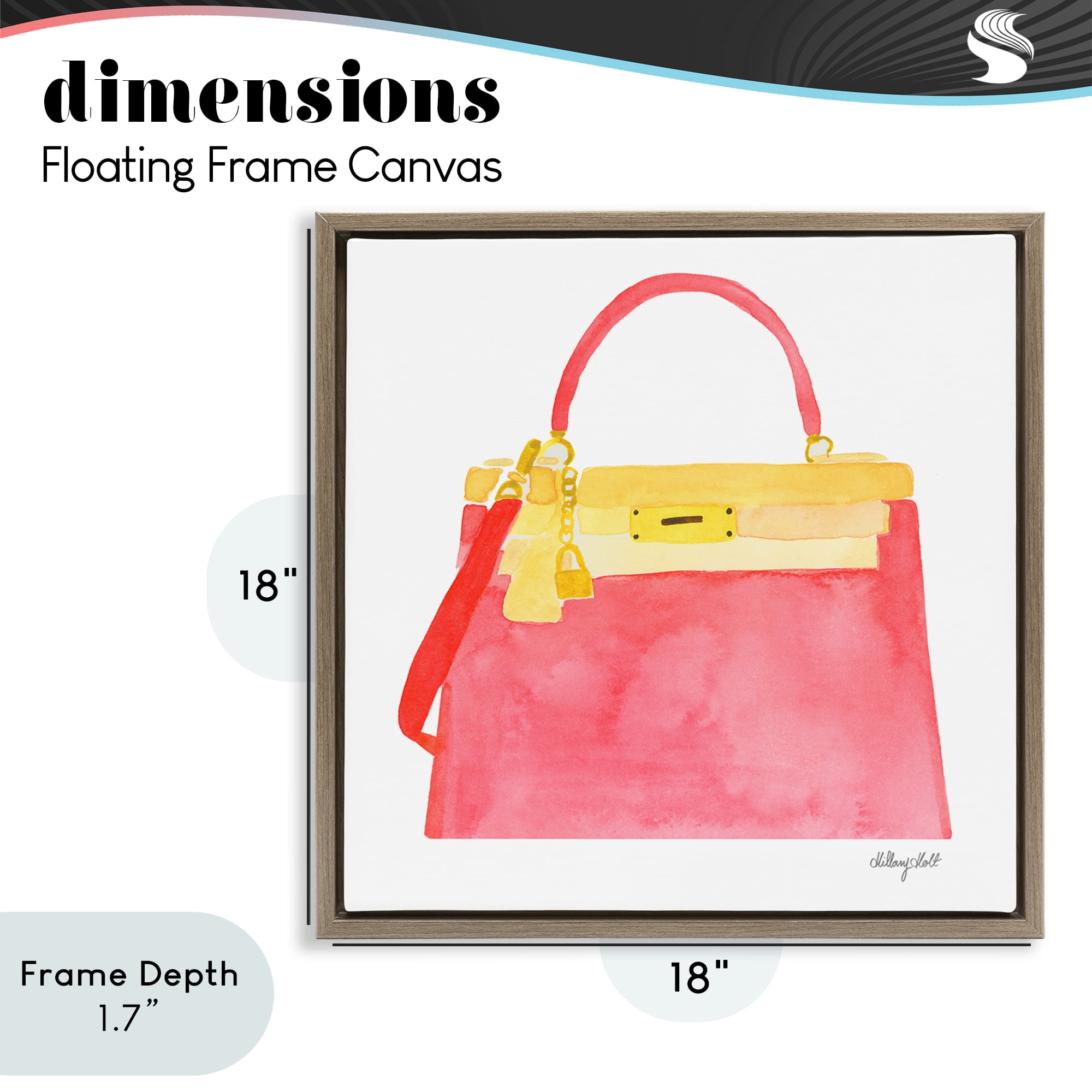 Stupell Industries Elegant Coral Handbag Brown Framed Floater Canvas Wall Art, design by Hillary Holt