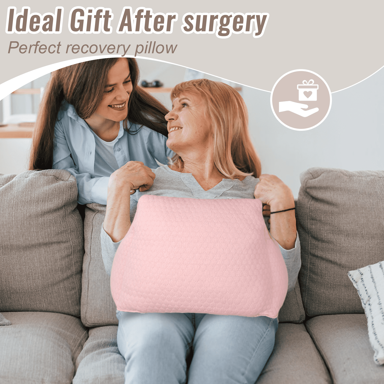 RoamReady Hysterectomy Recovery Pillow, Post Surgery Abdominal Cushion for C-Section Patients, Adult Pink