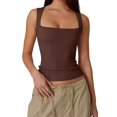 thumbnail image 2 of ZenCart Summer Vest Women Solid Color Square Collar Slim Fit Tank Top Wide Shoulder Straps Breathable Vest Daily Wear, 2 of 8