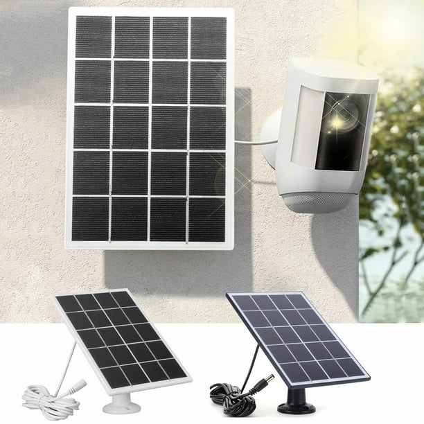 Panel de carga solar para timbre de cámara de vigilancia | Silicio monocristalino de 3,3 W y 5 V | Ángulo ajustable | Alta eficiencia | IP67 a prueba de agua | Cordón de 300 cm | Uso en exteriores
