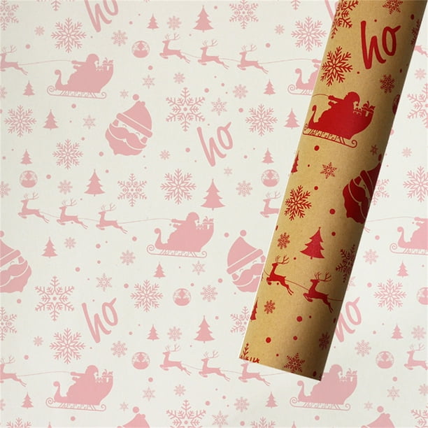 JERDAR Christmas Decorations Christmas Printing Kraft Paper Roll Crafts