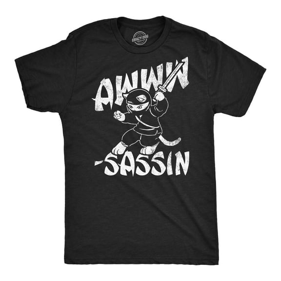 Mens Funny T Shirts Awww Sassin Sarcastic Kitten Graphic Novelty Tee for Men Graphic Tees