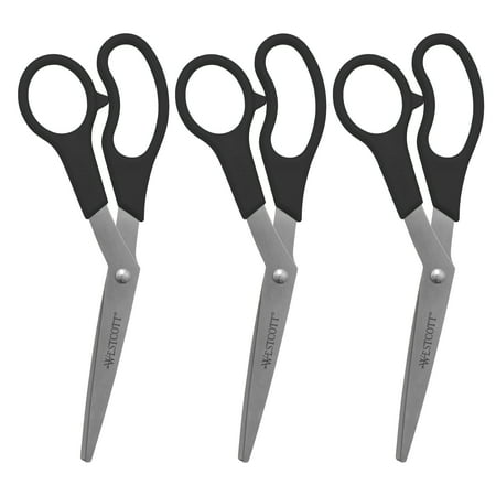 UPC: 0073577134027 | Westcott All Purpose Scissors  8   Stainless Steel  Bent  for Craft/Home/Office  Black  3-Pack