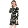 thumbnail image 4 of INSPIRE CHIC Robe Trapèze au-Dessus du Genou pour Femme à Pois avec Col Contrastant, 4 of 7