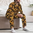 thumbnail image 7 of Salouo Brown Blue Plaid Sunflower Print Button-Front Long Sleeve Pajama Set for Men, Soft 2Pjs Men's Long Sleeve Sleepwear-Large, 7 of 7