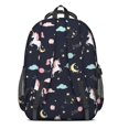 thumbnail image 3 of Unicorn and Planet Black Pattern Backpack for School, Cute School Bag with Adjustable Shoulder Straps and Padded Back, 16.9"x12.6"x5.9", 3 of 5