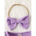 thumbnail image 4 of Arvbitana Infant Baby Girls Casual Bow Rompers Long Sleeve Crew Neck Solid Color Twist Striped Jumpsuits with Headband Baby Bodysuits 0-18M, 4 of 8