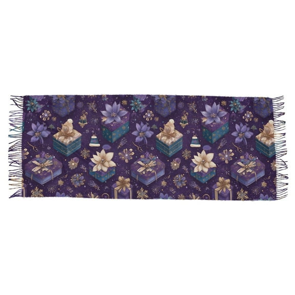 Christmas Gift Pattern Purple Women's Cold Weather Scarves Lightweight Warm Fashion Scarves, Breathable 86.6''x30.7''