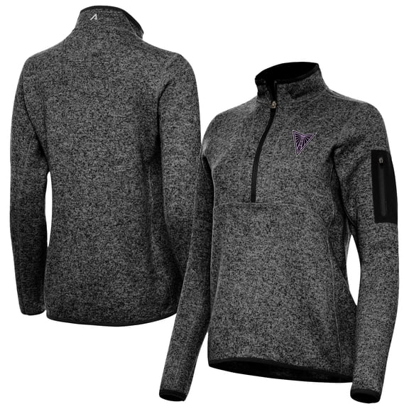 Women's Antigua Heather Black Golden State Valkyries Fortune Half-Zip Pullover Jacket