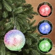 4 Inch RGB Christmas Battery Powered Ball Lights, LED Lighted Ornament,Ideal for Bedroom & Christmas Tree Decoration