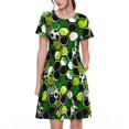 thumbnail image 1 of Bixox Robe d'Été à Manches Courtes pour Femmes Robe Ample Longueur Genou avec Poches-Soccer1, 1 of 7