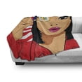 thumbnail image 3 of Sushi Soft Flannel Fleece Throw Blanket, Pop Art Style Dotted Portrait of an Girl Holding a Sushi Roll with Chopsticks, Cozy Plush for Indoor and Outdoor Use, 50" x 60", Multicolor, by Ambesonne, 3 of 6