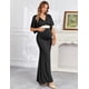 thumbnail image 2 of Vestido largo de maternidad AISWI elegante con cuello en V y mangas de pañuelo, 2 of 6