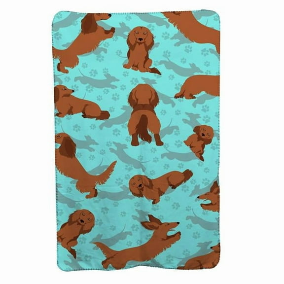Carolines Treasures MLM1012TBLT 58 x 36 in. Blue, Longhaired Red Dachshund Soft Travel Blanket with Bag