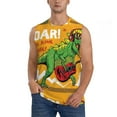 thumbnail image 2 of Lsque Cool Dinosaur Playing Guitar Print Men's Cotton Blend Sleeveless Muscle Shirts (S-3XL)- Moisture Wicking, Odor Protection, UPF 30+,XX-Large, 2 of 8