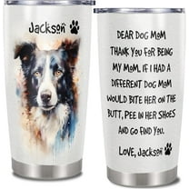Personalized Dog Mom Tumbler Custom Dog Picture On Drinking Glass and Name With Lids 20 oz Stainless Steel Insulated Cute Travel Cups Gifts for Pet Lover Christmas Birthday