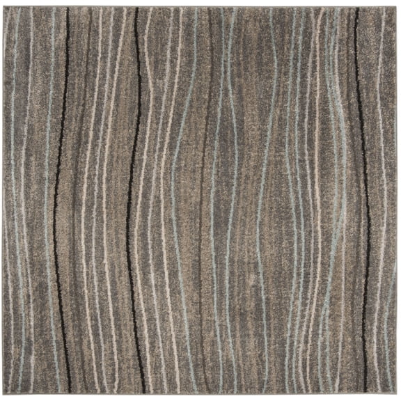 SAFAVIEH Amsterdam Aragon Striped Area Rug, Silver/Beige, 6'7" x 6'7" Square