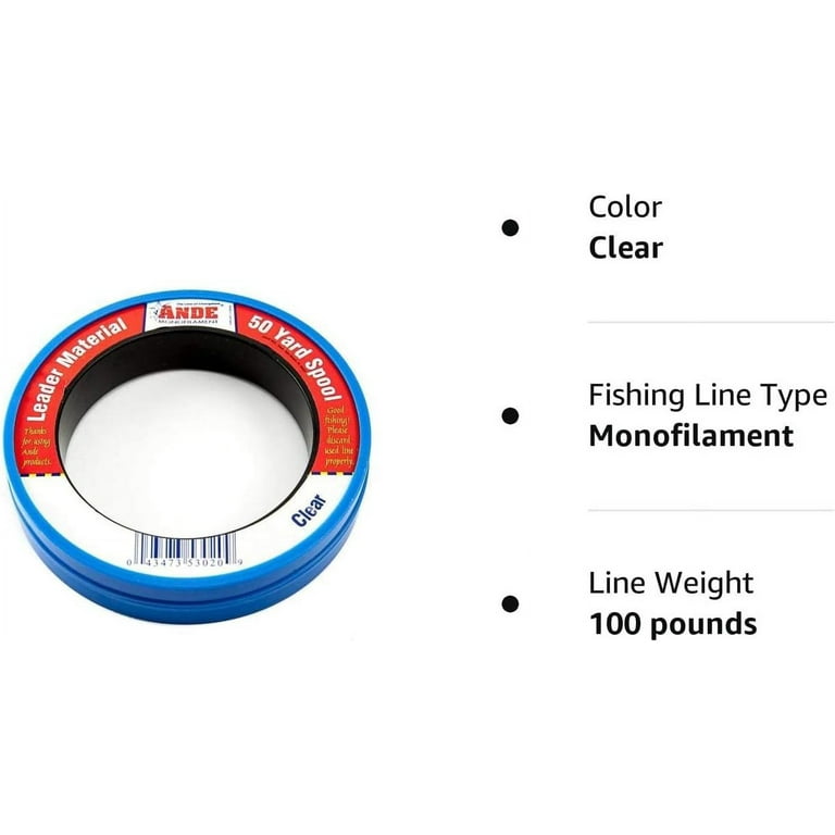 Ande PCW500030 Monofilament Clear 30lb/50yds Fishing Line Leader Spool