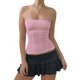 thumbnail image 1 of Tubo superior Sin tirantes sin mangas escote recto Casual Básico Color puro Verano Tubo superior Rosa L, 1 of 6