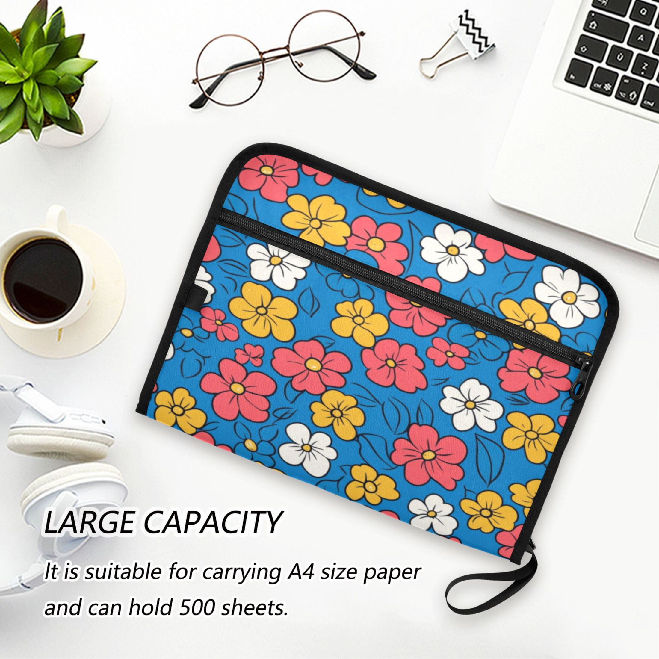 Organ Folder 14.2 x 0.8 x 10.6 Inches 13 Separate Pockets A4 Size Documents Folder A Sort Storage File Manager For The Home Office Pretty Flower Seamless