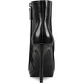 thumbnail image 2 of Nine West Womens Black Platform Padded Querida Almond Toe Stiletto Zip-up Leather Booties Size 9 M, 2 of 5