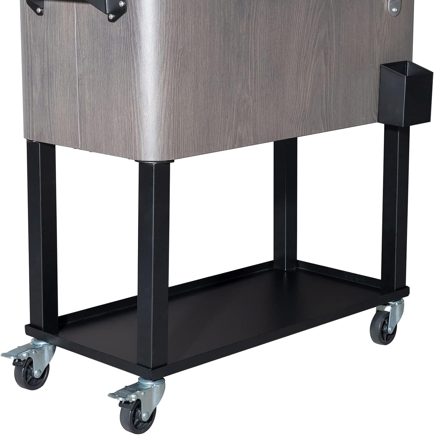 80 Quart Rolling Ice Chest, Portable Bar Drink Cooler with Catch Basin, Bottom Storage Tray and Bottle Opener for Patio Party BBQ Beach Activities