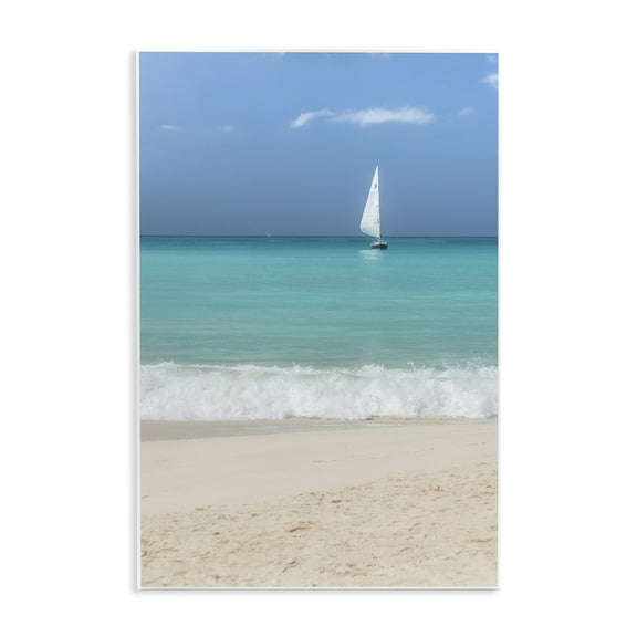 Stupell Industries Lone Sailboat Beach Tide Nautical & Beach Photography Unframed Art Print Wall Art, 10 x 15