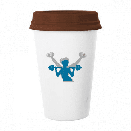 

Process Weight Lift Dumbbell Fitness Mug Coffee Drinking Glass Pottery Cerac Cup Lid