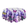 thumbnail image 5 of White Purple Butterfly Flower Pattern Round Tablecloth 60"x60",Wrinkle Wipeable Table Cloth for Kitchen Dining Room Picnic Patio Party, 5 of 6