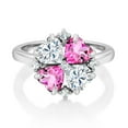 thumbnail image 2 of Gem Stone King 925 Sterling Silver White Moissanite and Pink Mystic Topaz Ring for Women (2.12 Cttw, Heart Shape 5MM, Gemstone Birthstone, Size 9), 2 of 3