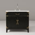 thumbnail image 5 of 36" W X 22" D Black Oak Bath Vanity With White Quartz Top And Faucet - Generous Storage Possibilities Soft Close Hardware Polished Counter Single 36"w 22"d, Abundant Cabinet Space Door Sealed, 5 of 5
