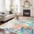 thumbnail image 2 of 8x10 Area Rugs for Living Room, Summer Ocean Non Slip Area Rugs for Kitchen Bedroom Entryway, Watercolor Coastal Coral Shell Seaweed Beige Washable Carpet Runner Rug Floor Mats for Bedroom, 2 of 8