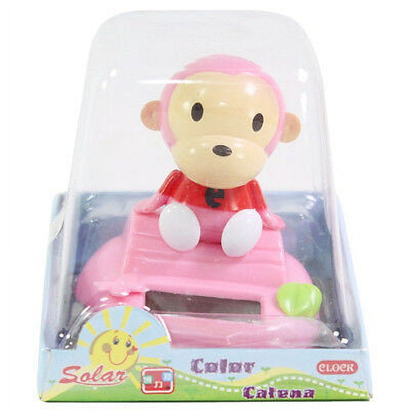 Pink Monkey Looking at You Very Cute Solar Toy for Car Dashboard Desk Home Decor B11204