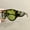 Green Leopard, variant on 2D Flat Punk Frog Shape Glasses, Oversized Flat Top Frame with Metal Hinges, Black Tortoiseshell Decor, Unisex Avant-Garde Trendy Fashion Eyewear