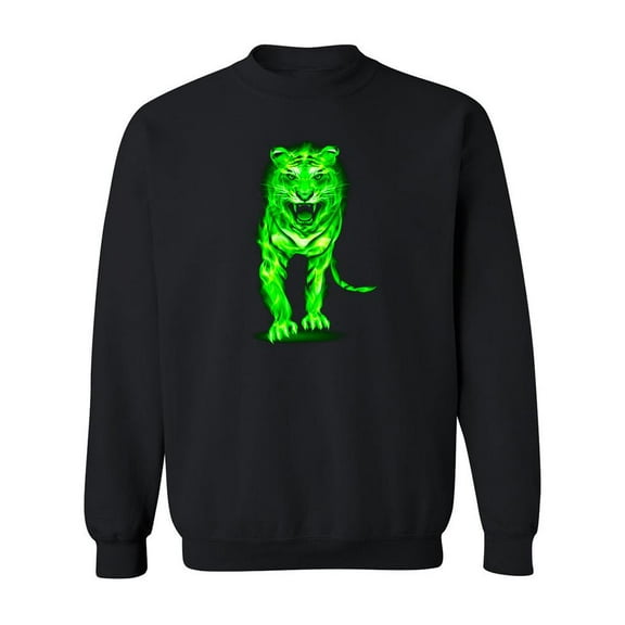 Green Fire Tiger Sweatshirt Men -Image by Shutterstock, Male Medium