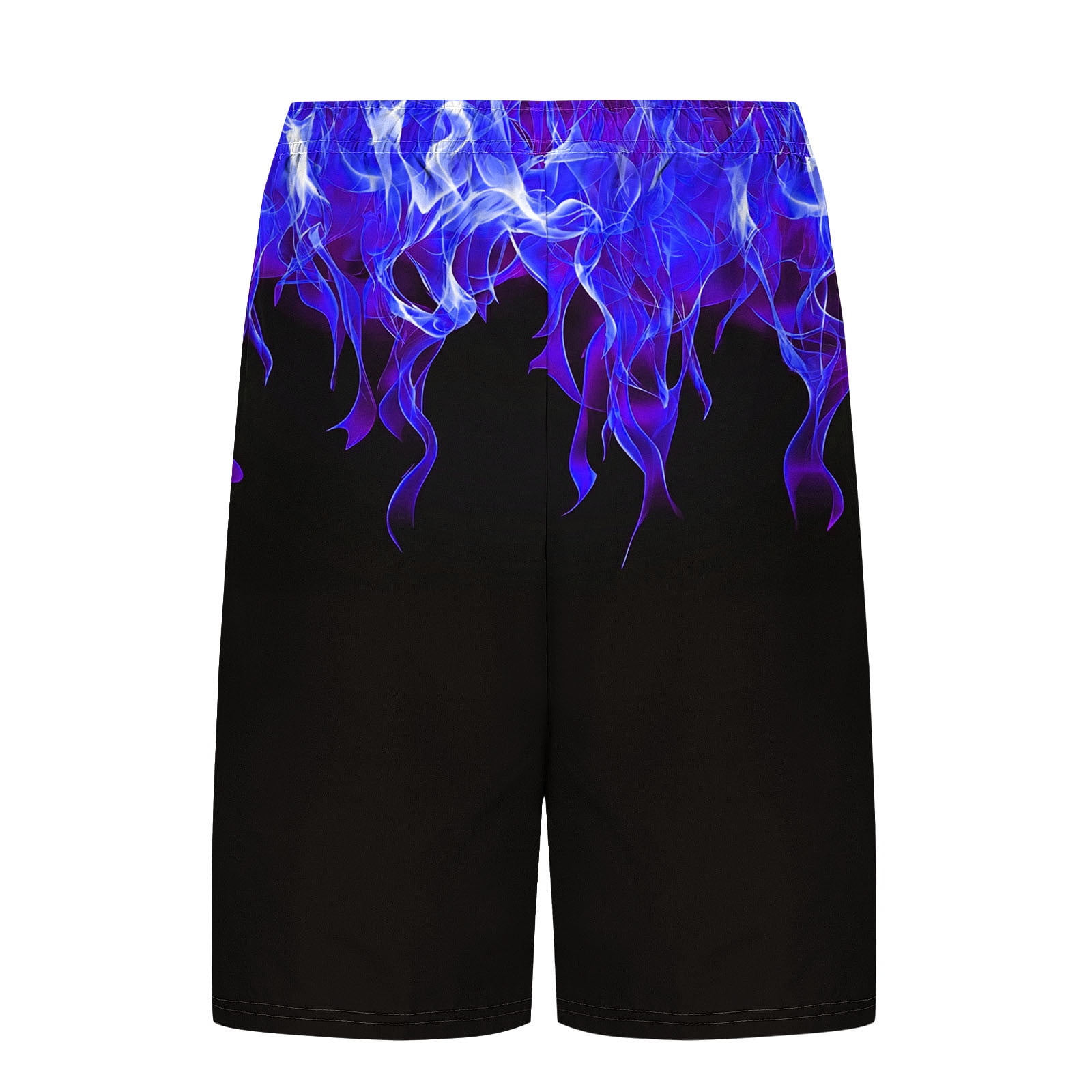 Hvot&aat Mens Fashion flame Print Swim Trunks with Liner Hawaiian Quick Dry Beach Swimwear Elastic Waist Shorts