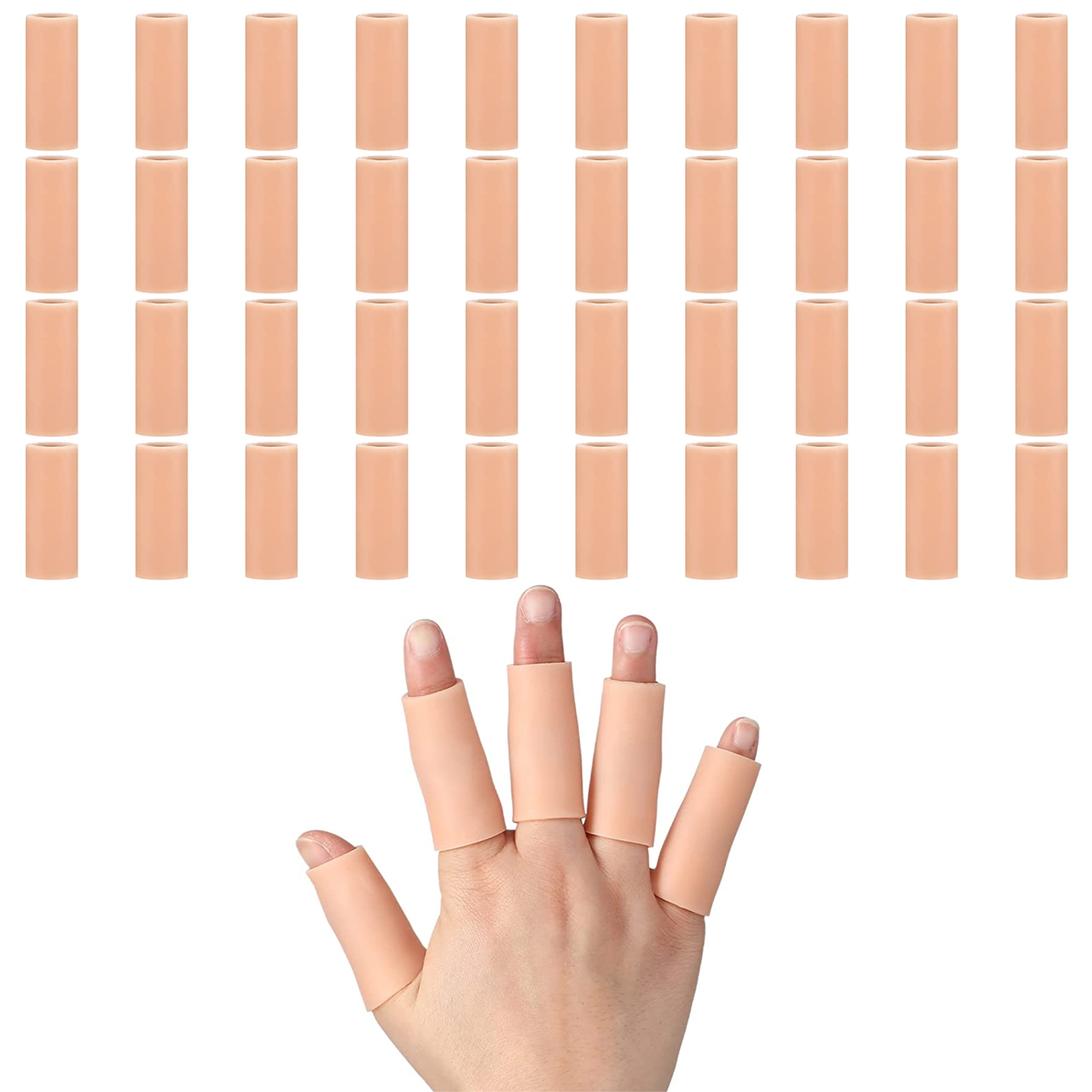 Apehuyuan 40 Pcs Gel Finger Protectors Sleeves Elastic Caps Silicone