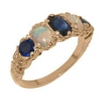 thumbnail image 1 of LBG British Made 10k Rose Gold Real Genuine Sapphire & Opal Womens Band Ring - 33 size options - Size 5.75, 1 of 6