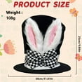 thumbnail image 2 of Black Bunny Ears Top Hat Cute Easter Rabbit Hat with Checkered Bow for Adults Party Dress Accessories Props, 2 of 9