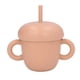 thumbnail image 1 of Taza con pajita para bebé, diseño de seta, mango antideslizante de silicona de grado alimenticio, taza para sorber de silicona antisalpicaduras con pajita, color naranja, 1 of 9