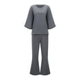 thumbnail image 3 of Vintage Women's Linen Two Piece Set With Loose Fit Elastic Waist Pants Wedding Jumpsuits for Women Bride Pantsuit Paints Suit for Women Pant Suits for Women Business Women Jumpsuits And Rompers Dressy, 3 of 7