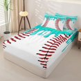 thumbnail image 2 of Castle Fairy Baseball Ice Cream Zipper Twin Comforter Sets with Fitted Sheet and 2 Pillowcases, Ball Gamer Zipper Bedding Set, Teal Red,4-Piece, 2 of 6