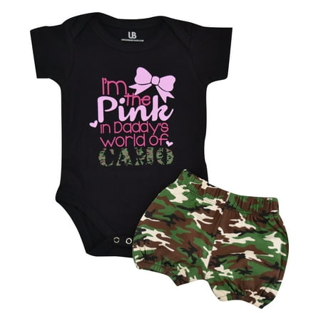 Woodland Camo One Piece Bodysuit - Unique Baby Girls I'm The Pink in Daddy's Camo 1st Father's Day One Piece (3 Months)
