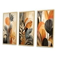 thumbnail image 3 of Designart "Terracotta Toned Foliage Funky Vibes II" Abstract Botanicals Framed Wall Art Set Of 3 - Yellow Modern Frame Gallery Set For Office Decor, 3 of 6