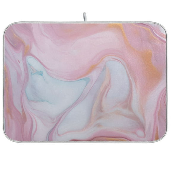 Pink Marble Dish Drying Mat Dish Drainer Rack Mats Water Absorbent Non-Slip Easy Clean Heat Resistant for Kitchen Counter