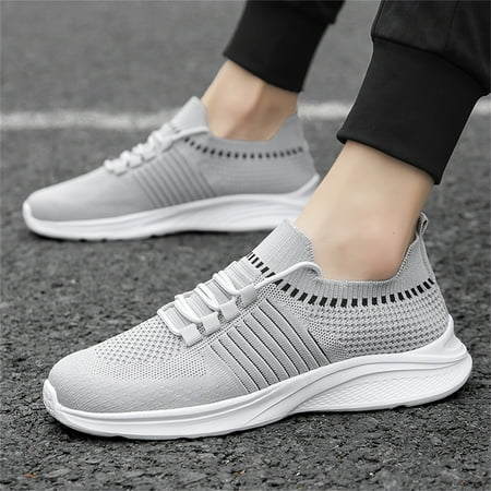 

Men Shoes Summer Lightweight Breathable Lace Up Casual Shoes Sneakers Casual Running Shoes Grey 9