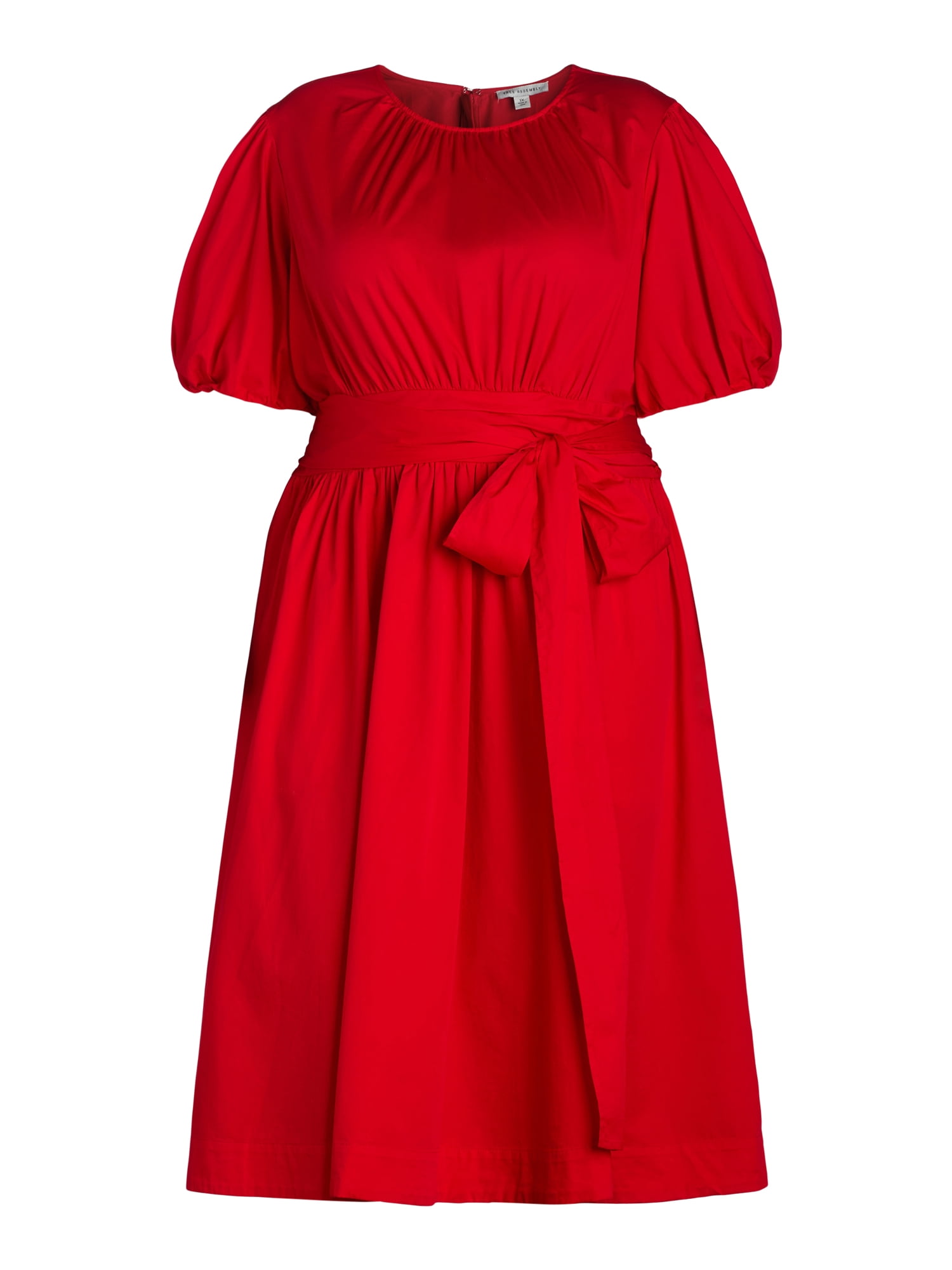 Free Assembly Women's Cotton Midi Wrap Dress with Short Sleeves, Sizes XS-4X