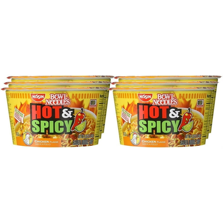 Nissin Hot & Spicy Chicken Instant Noodles, 3.32 oz (Pack of 6