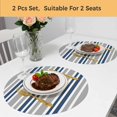 thumbnail image 5 of Navy Blue Grey Striped Round 13 Inch Placemats Set of 2, Horizontal Lines Simple Minimalist HeatResistant Non Slip Place Mats for Dining Table, Wipeable Braided Kitchen Table Mats for Housewarming, 5 of 9