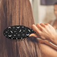 thumbnail image 3 of Black White Halloween Bat Moon Spider Pattern Hair Brush,Girls Detangling Hair Brush,Glide Through Tangles with Ease for Wet & Dry Hair,8.8"X2.8", 3 of 7